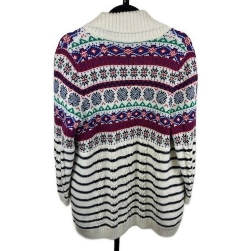 Talbots Fair Isle Cardigan Women's Size X Open Front Long Knit‎ Sweater